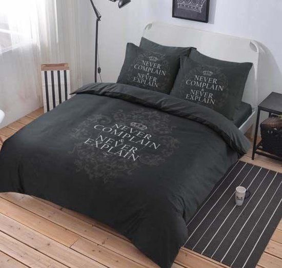 Dekbedovertrek Never Complain Grey - 2 Persoons + 2 kussenslopen 60 x 70 cm
