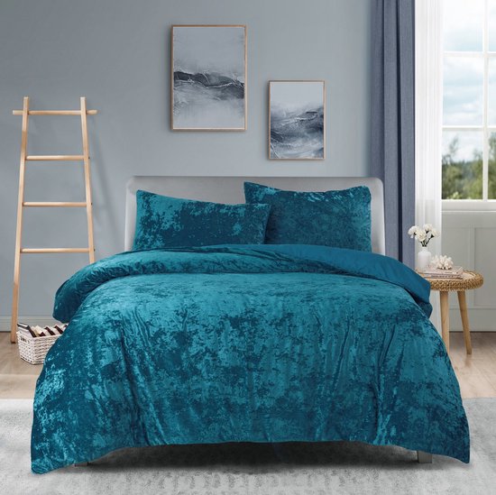 Princessdekbedovertrek Crushed Velvet -Soft Touch - Fluweel - Dekbedovertrek met Drukknopen-Tweepersoons -200x200/220 cm +2 kussenslopen 60x70 cm