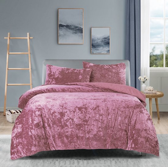 Princessdekbedovertrek Crushed Velvet -Soft Touch - Fluweel - Dekbedovertrek met Drukknopen-Tweepersoons -200x200/220 cm +2 kussenslopen 60x70 cm