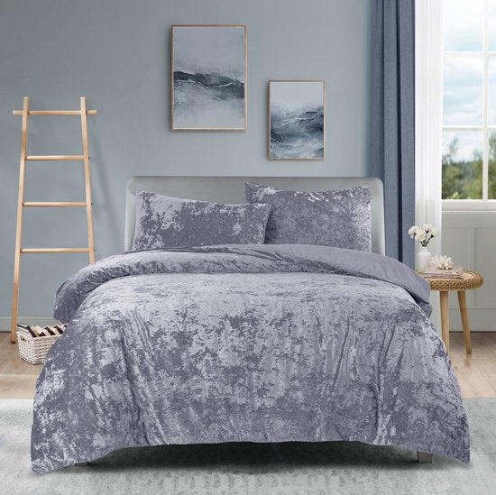 Princessdekbedovertrek Crushed Velvet -Soft Touch - Fluweel - Dekbedovertrek met Drukknopen-Tweepersoons -200x200/220 cm +2 kussenslopen 60x70 cm