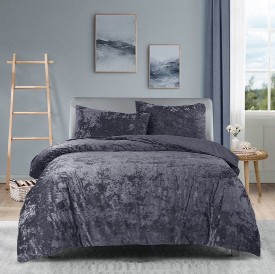 Princessdekbedovertrek Crushed Velvet -Soft Touch - Fluweel - Dekbedovertrek met Drukknopen-Tweepersoons -200x200/220 cm +2 kussenslopen 60x70 cm