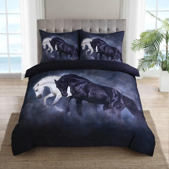 Dekbedovertrek -Paarden + kussenslopen 60x70cm