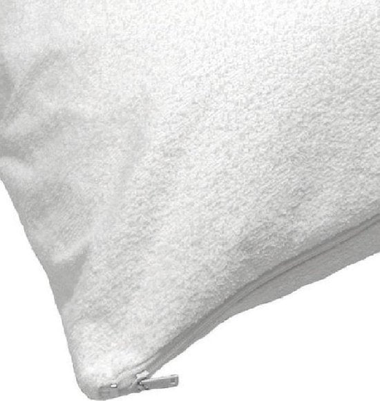 Waterdicht Kussenbeschermer Molton-Badstof-Antibacteriëel-Ritssluiting-Wit-Set van 2 Stuks