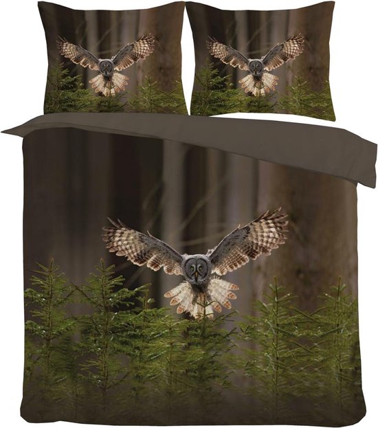 Dekbedovertrek Set-Vliegende-UIL-Taupe + kussenslopen 60x70cm