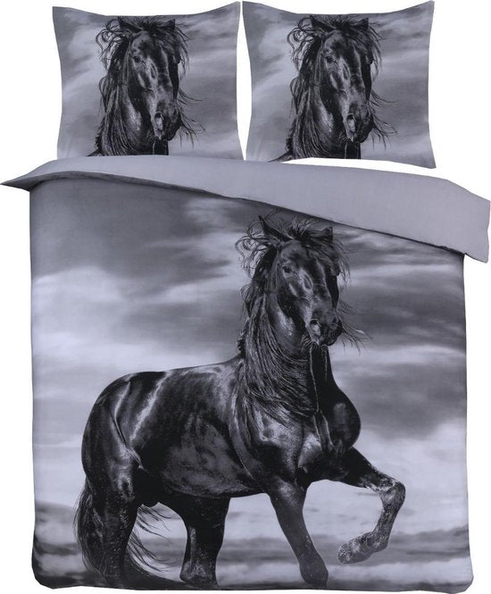 Dekbedovertrek Paarden Grijs