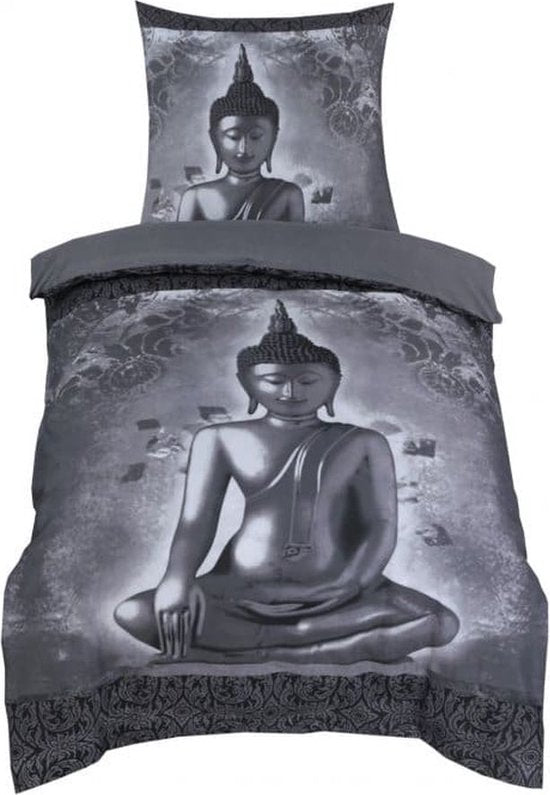 Dekbedovertrek Boeddha Grijs + kussensloop(en) 60 x 70 cm